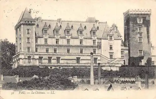 Frankreich 1907 Schloss Pau Le Chateau Vintage Postkarte