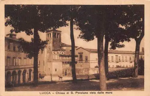 Italien Lucca Chiesa di S Ponziano vista dalle mura Kirche Vintage Postkarte