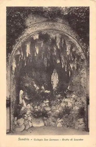Italien 1932 Sondrio Collegio San Lorenzo Grotta di Lourdes Vintage Postkarte