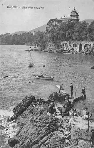 Italien Rapallo Villa Lagomaggiore See Boote Vintage Postkarte