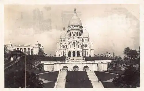 C089 Frankreich Paris La Basilique du Sacre Coeur et les Jardins Vintage Postkarte