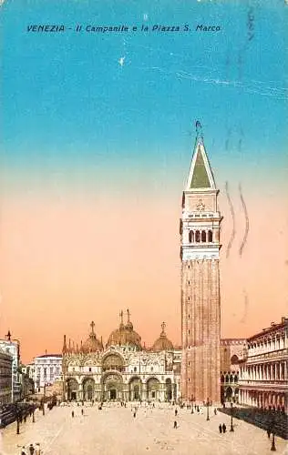 Italien 1931 Venezia Venedig Il Campanile e Piazza S Marco Vintage Postkarte
