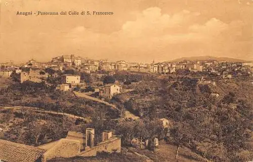 Italien 1927 Anagni Panorama dal Colle di S Franesco Vintage Postkarte