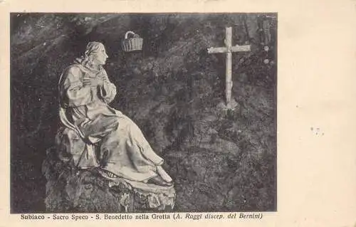 Italien Subiaco Sacro S Benedetto nella Grotta Statue Vintage Postkarte