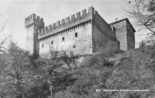 Italien Bellinzona Castello Schloss Unterwaldo Vintage Postkarte
