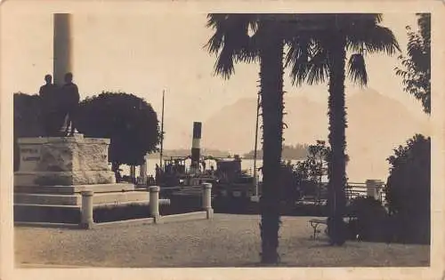 Italien Baveno Lago Maggiore Monumento ai Caduti Dampfschiff Vintage Postkarte