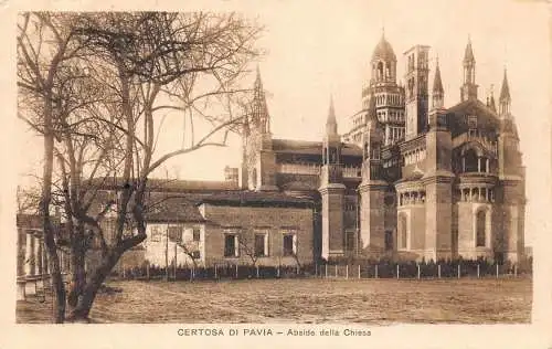 Italien 1927 Certosa di Pavia Abside della Chiesa Kirche Vintage Postkarte