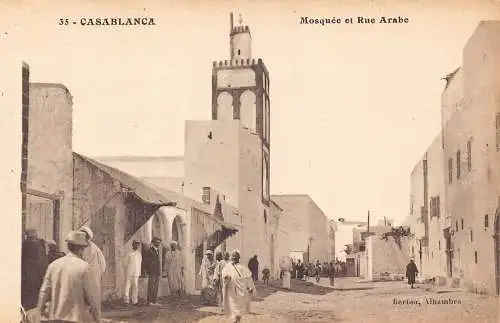 Marokko Casablanca Moschee und Rue Arabe Ureinwohner Vintage Postkarte