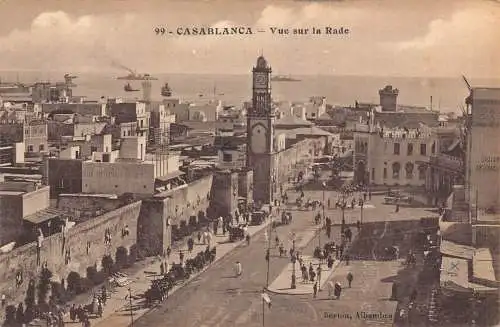 Marokko Casablanca Vue Sur La Rade Uhrturm Vintage Postkarte