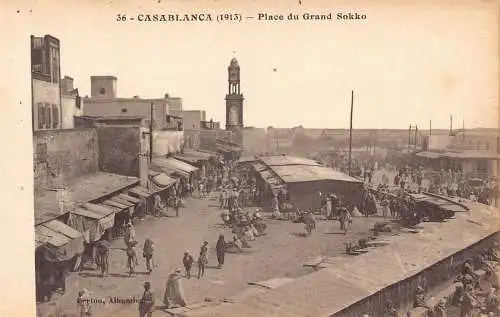 Marokko Casablanca 1913 Place du Grand Sokko Vintage Postkarte
