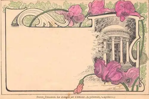L163 Petit Trianon Jugendstil signiert Rocher Vintage Postkarte