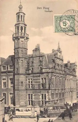 L143 Niederlande 1922 Haag Den Haag Stadhuis Straßenbahnen Vintage Postkarte