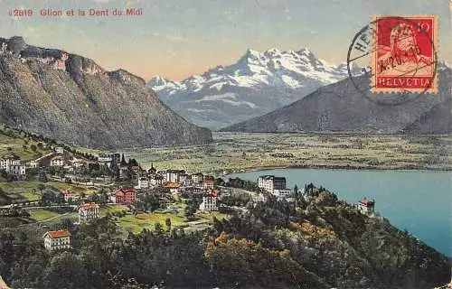 L144 Schweiz 1920 Gilon et la Dent du Midi Dorf Berg Postkarte
