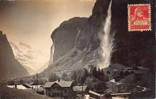 L144 Schweiz 1925 Lauterbrunnen Staubbach Grosshorn Wasserfall Postkarte