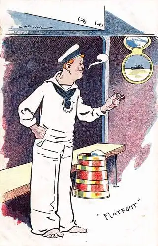 L008 Marine Spitznamen Serie signiert GM Payne Flatfoot Vintage Postkarte