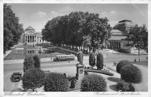 L172 Deutschland Weltkurstadt Wiesbaden Kuraus Staatstheater Bus Auto Postkarte