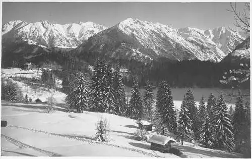 L172 Deutschland Allgäuer Alpen Berge Hütten Vintage Postkarte