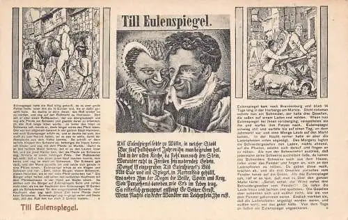 L171 Deutschland Till Eulenspiegel Clown Legende Märchen Vintage Postkarte