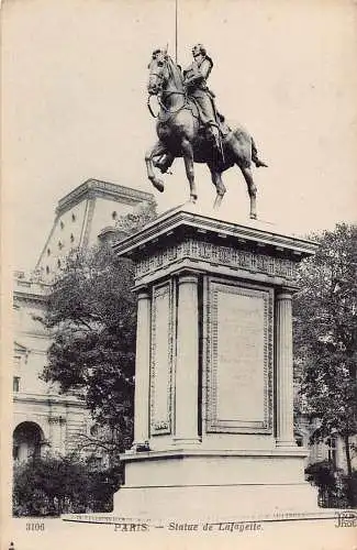 Frankreich Paris Statue de Lafayette Vintage Postkarte