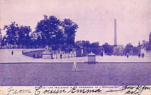 Frankreich Paris Les Tuileries & Terrasse de L'Orangerie Vintage Postkarte