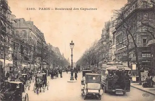 Frankreich Paris Boulevard des Capucines Autos Kutsche Brasserie Vintage Postkarte