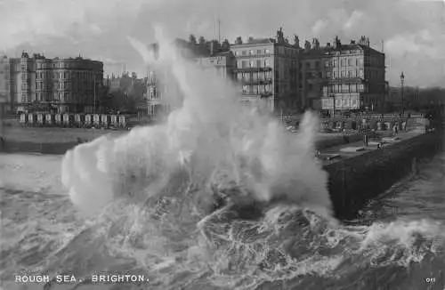 England Rough Sea Brighton Waves Vintage Postkarte