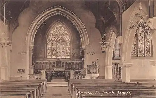 England Dorking St Paul's Church Interieur Vintage Postkarte