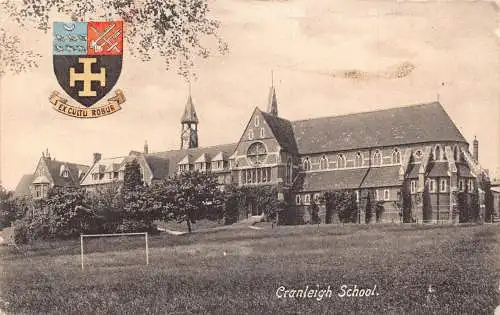 England 1909 Cranleigh Schule Wappen Vintage Postkarte