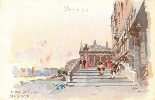 Italien Venezia Venedig Dalla Riva degli Schiavoni Staris Kunst Vintage Postkarte