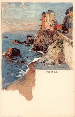Italien Pegli Kunst von Manuel Wielandt Chromo Litho Vintage Postkarte