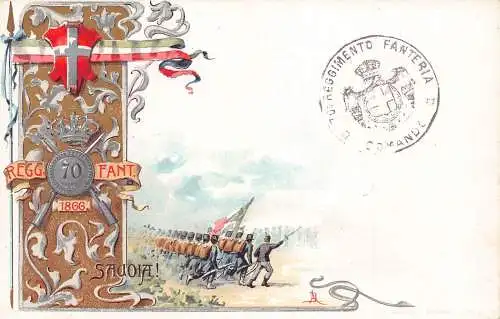 Italien Infanterie Militär Propaganda Regg 70 Fant Riffle Sauoia! Litho Postkarte
