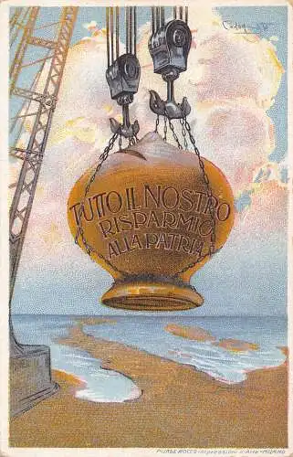 Italien Propaganda Alle Einsparungen für Land Patriotische Kranich Keramik Strand Postkarte