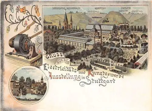 Deutschland Gruss aus Elektrizitäten und Kunstgewerbe Austellung Stuttgart Postkarte