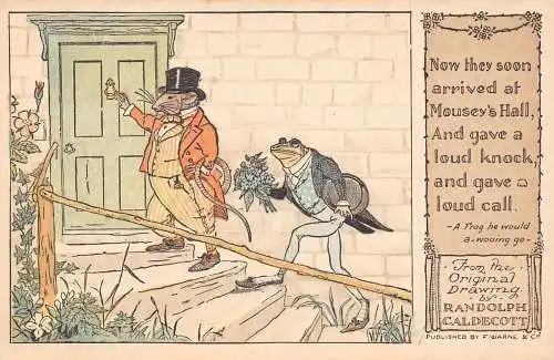 L338 Humanisierter Frosch und Maus anthropomorphe R Caldecott Comic Postkarte