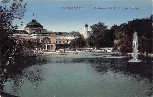 L152 Deutschland 1927 WIESBADEN Kurhaus (Rueckseite) m. Weiher Jahrgang AK