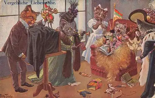 L337 Humanisierte Katzen Spielzeug Kätzchen anthropomorph 1927 A Thiele Comic Postkarte