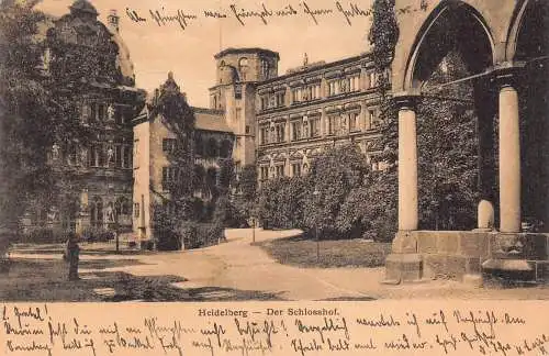 L152 Deutschland 1905 Heidelberg Der Schlosshof. Schloss Vintage Postkarte