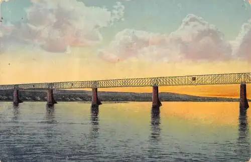 Russland Wolga Fluss Pont Alexandrowski Brücke Vintage Postkarte