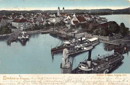 L152 Deutschland 1904 Lindau im Bodensee Mehner&Maas, Leipziger Schiff, Hafenpostkarte
