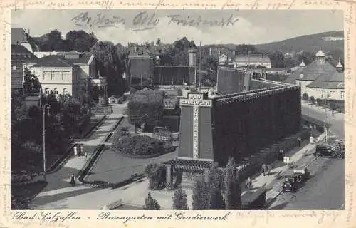 L263 Deutschland 1939 Bad Salzuflen Rosengarten mit Greadierwerk Autos Postkarte