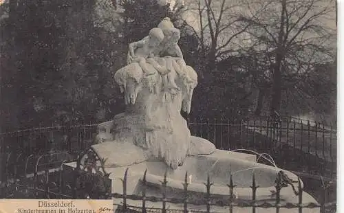 L263 Deutschland 1907 Düsseldorf Kinderbrunnen im Hofgarten Brunnen Postkarte