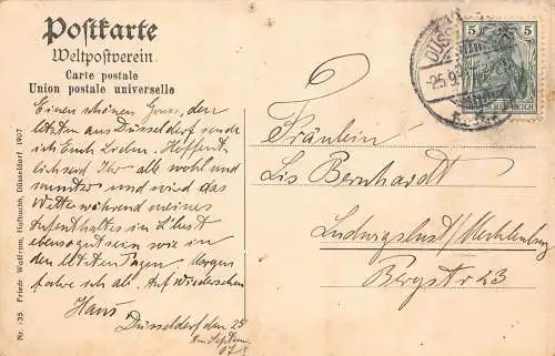 L263 Deutschland 1907 Düsseldorf Kinderbrunnen im Hofgarten Brunnen Postkarte