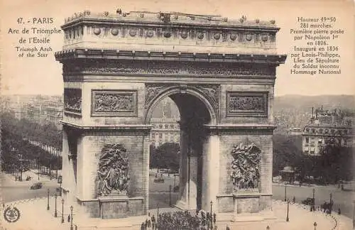 C092 Frankreich Paris L'Arc de Triomphe de l'Etoile 1922 alte Postkarte