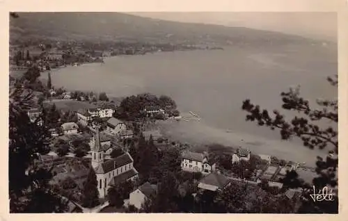 C091 Frankreich Duingt Vue generale et le Lac d'Annecy RPPC Vintage Postkarte