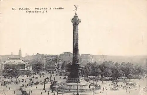 C090 Frankreich Paris Place de la Bastille Vintage Postkarte
