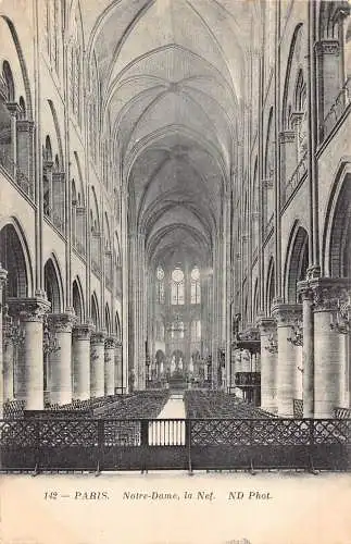 C087 Frankreich Paris Notre Dame Le Nef Vintage Postkarte