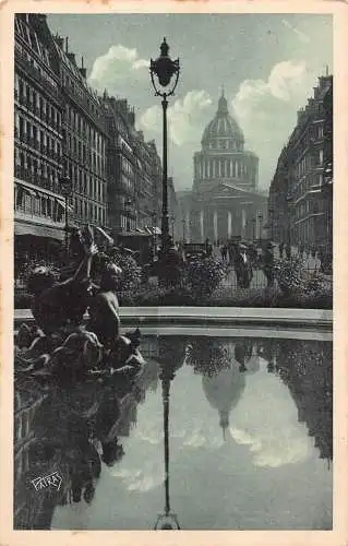 C088 Frankreich Paris Rue Soufflot et Pantheon Vintage Postkarte
