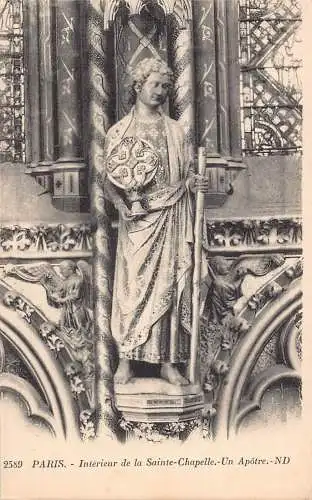 C097 Frankreich Paris Interieur de la Sainte Chapelle Statue Vintage Postkarte