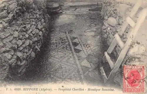 A088 Algerien 1908 Hippone Propriete Chevillot römisches Mosaik Vintage Postkarte