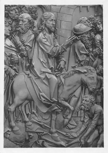 A083 Deutschland Rothenburg oT St. Jakob Kirche Eingang Jerusalem Skulptur Postkarte